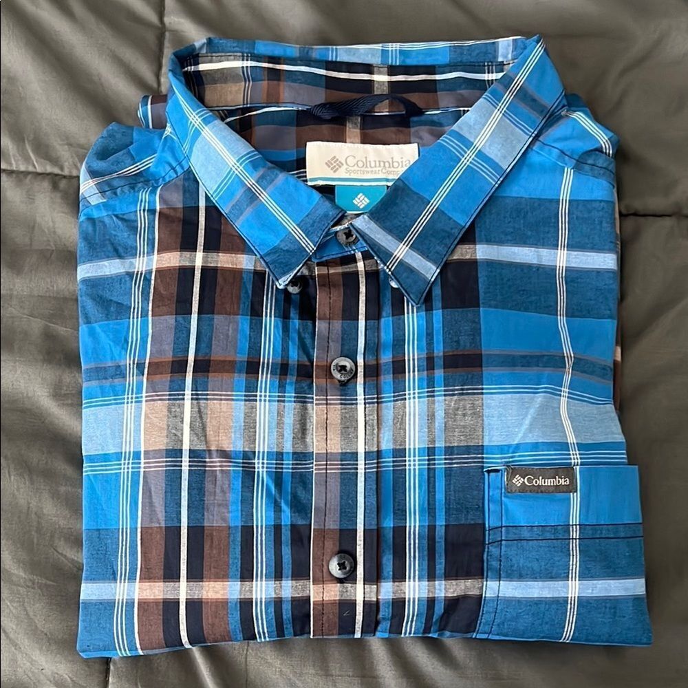 Columbia Plaid Button Down Shirt Size 2XLT